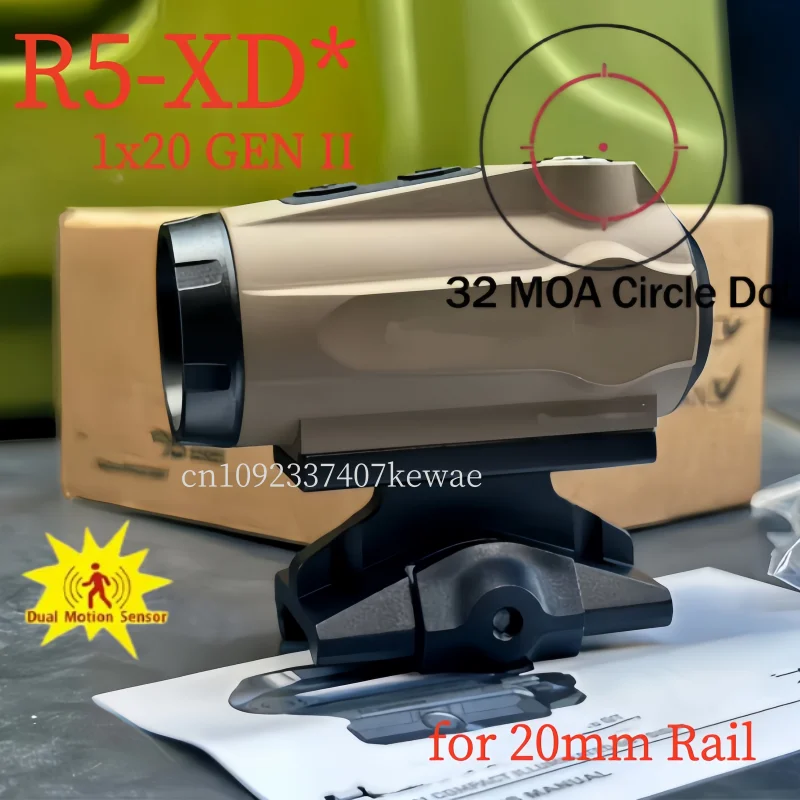

*R5 GEN II Holographic Optics Red Dot Hunting Compact 32 MOA Airsoft Sight with 20mm Tall and Low Bracket W/Original Markings
