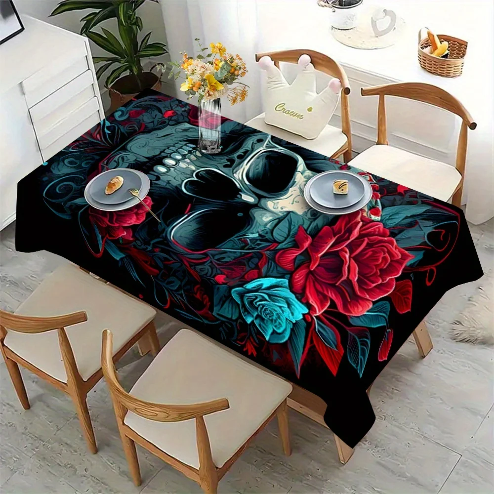 Horrible Skull Head Pattern Tablecloth - Suitable for picnics, camping, weddings, parties, etc.zyc