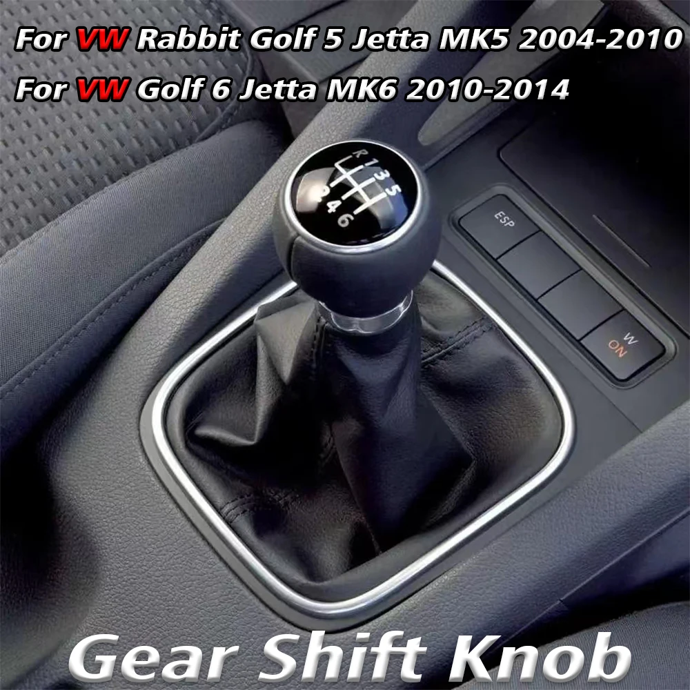 5/6 Speed Stick Gear Shift Knob With Leather Boot Collar Case For Volkswagen VW Golf 5 V MK5 MK6 Jetta R32 2004-2014 Car-Stying