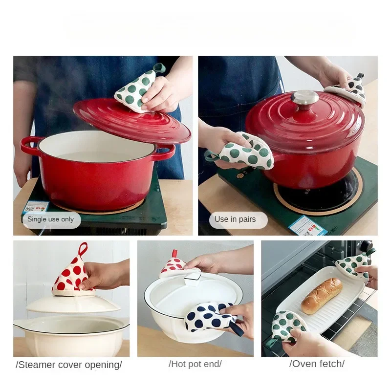 2 قطعة مجموعة الحد الأدنى قفازات مقاومة للحرارة فرن الميكروويف غطاء وعاء المطبخ قبعة وعاء الطين مقبض سميكة معزول الأذن نصائح