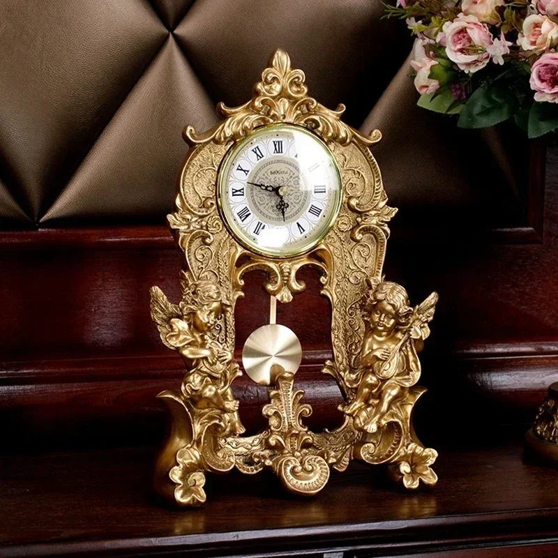 Angel Pendulum Clock for Home Decoration Luxury Retro Wine Cabinet and Porch TV Cabinet Furnishings for Living Room
