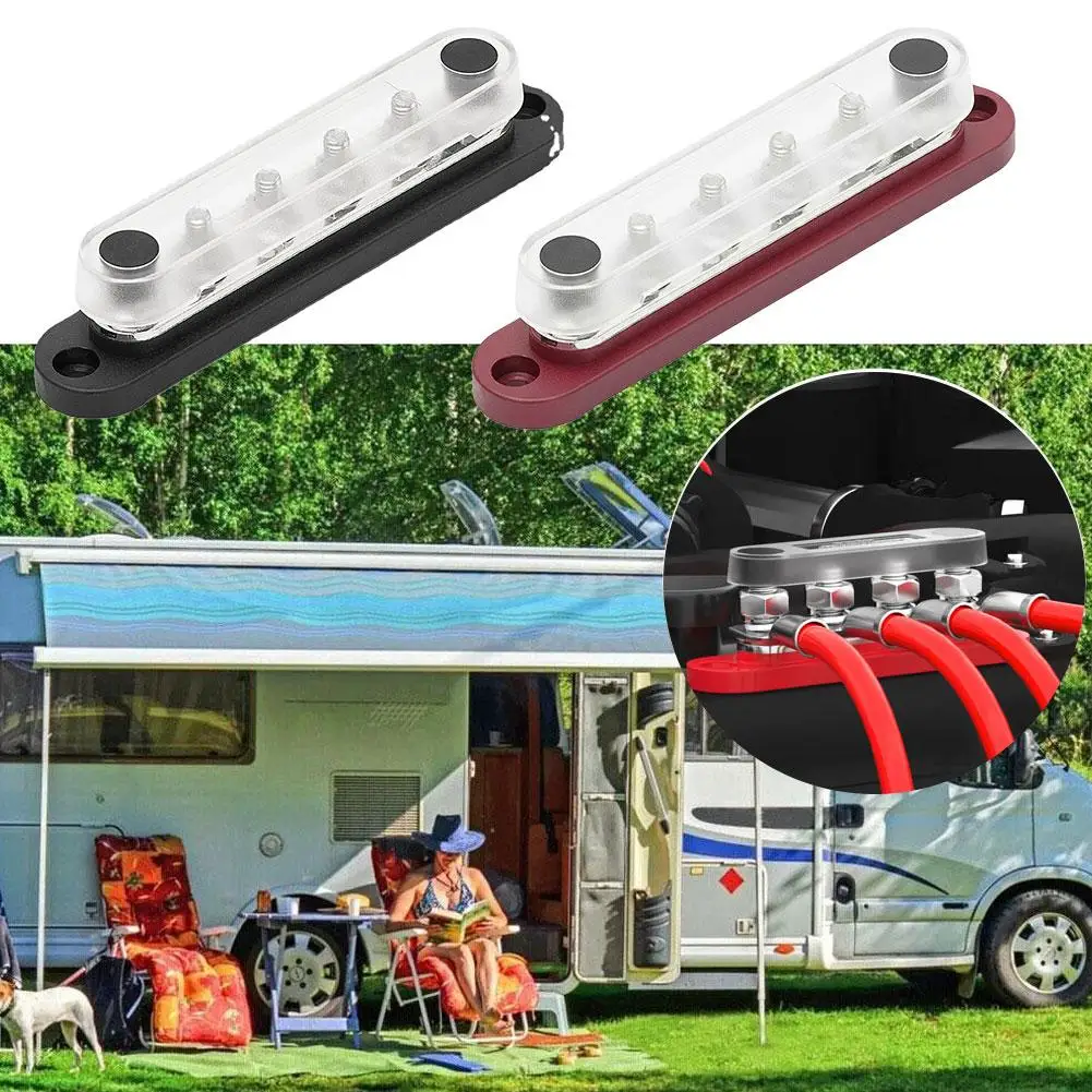 

Power Distribution Terminal Block M8 Copper Plate Stainless Terminals Battery Bar M8x6 150A Steel Tool Bus 2PCS 48VDC 300VA B2J9