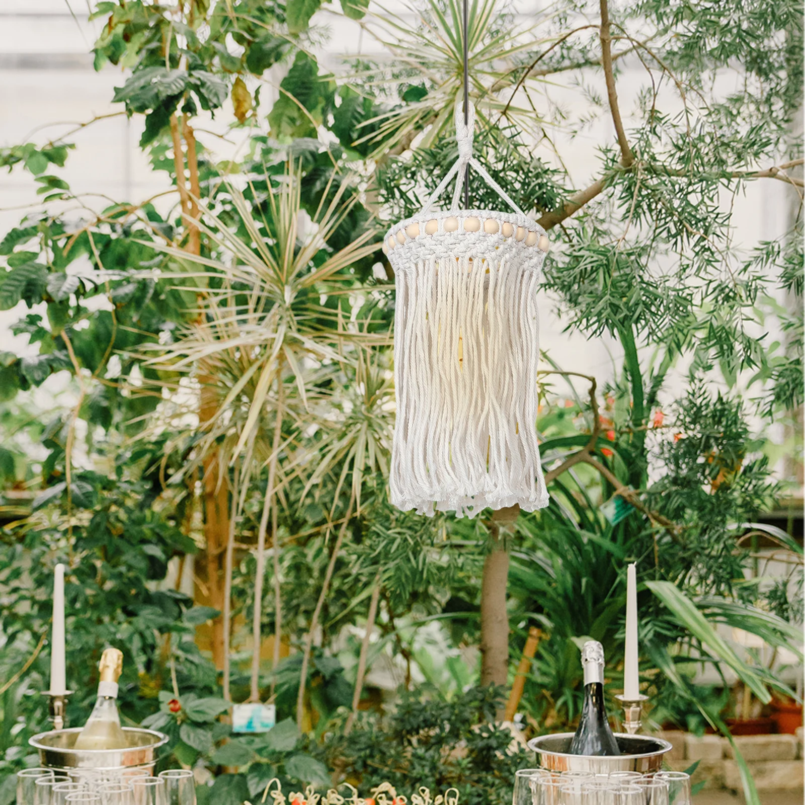 

1pcs Macrame Lamp Shade Handwoven Boho Pendant Light Scandinavian Design Ceiling Decor For Living Room Bedroom Coffee Shop