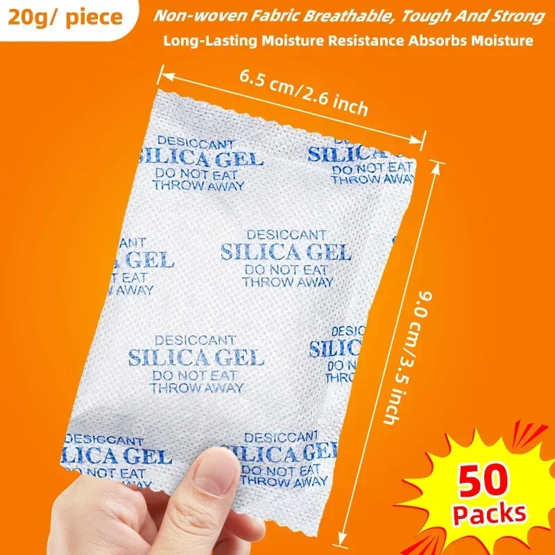 50pcs/20g Silica Gel Pack Desiccant Dehumidifier For Christmas Gifts Clothes Jewelry Moisture Absorber Humidity Dehumidifier