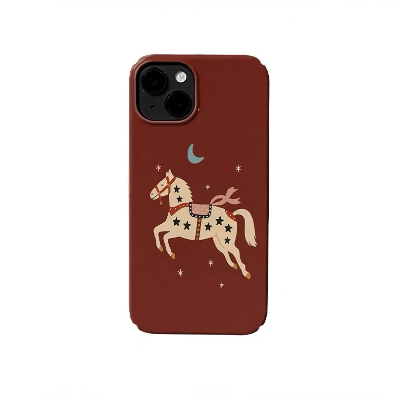 

Brown Moon Star Horse Phone Case for IPHONE 17 Air 16E 15 PROMAX 14 Plus 13 12 MINI 11 PRO 16Plus XR XS MAX Acrylic Phone Cover