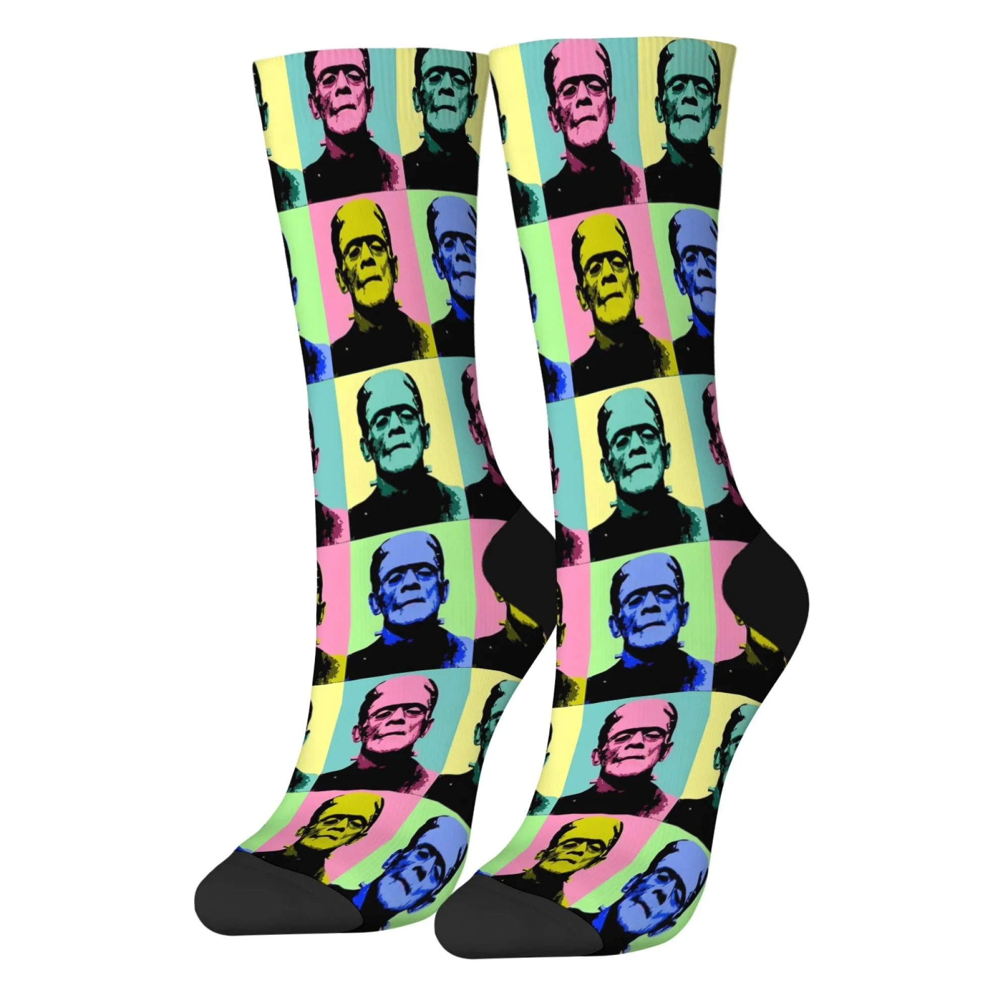 Monster Frankenstein Horror Movie Pop Art Socks Novelty Funny Men's Socks Retro Fashion Street Crazy Hip-Hop Socks Party Gift