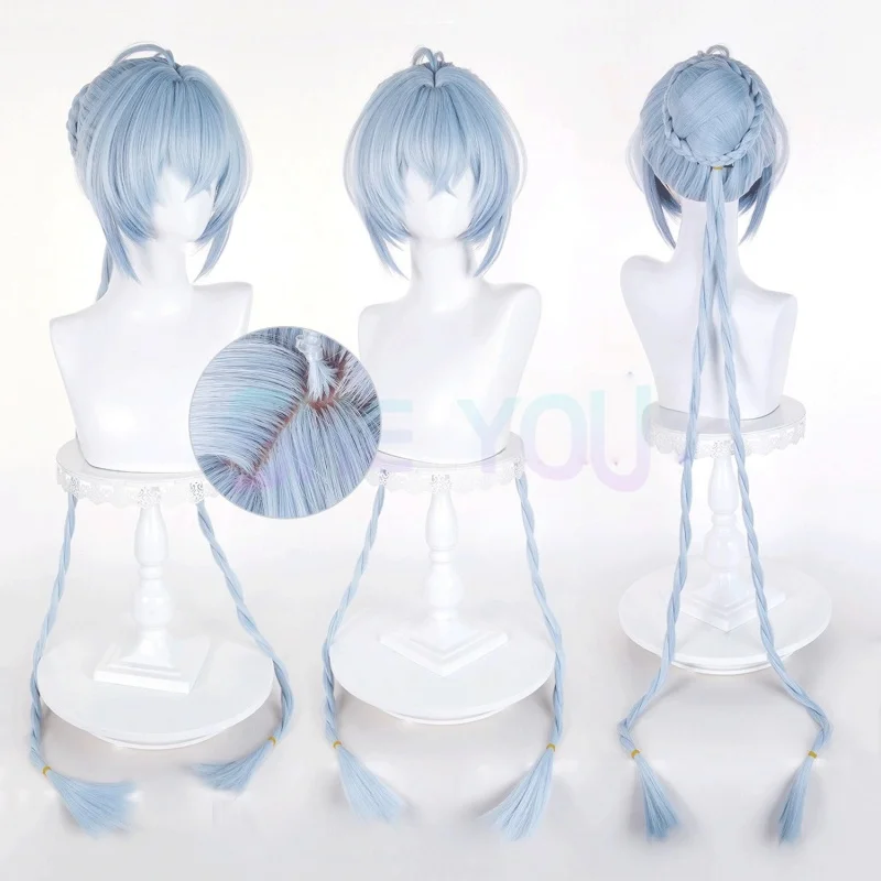 

ZZZ Lucia Cosplay Wig with Detachable Braids Blue Wig Anime Heat Resistant Synthetic Wigs for Halloween Carnival Party Costume