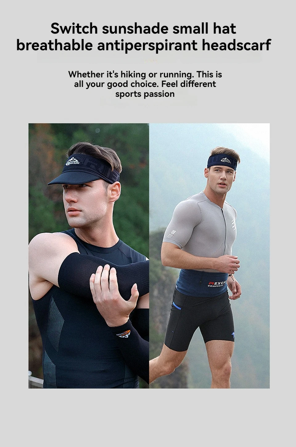 GTUBIKE Kühlendes, dehnbares Visier, Unisex-Schweißband für Damen und Herren, kein Slip-Band, leicht, Leistung, Laufen, Sonnenschutz – Detail 8