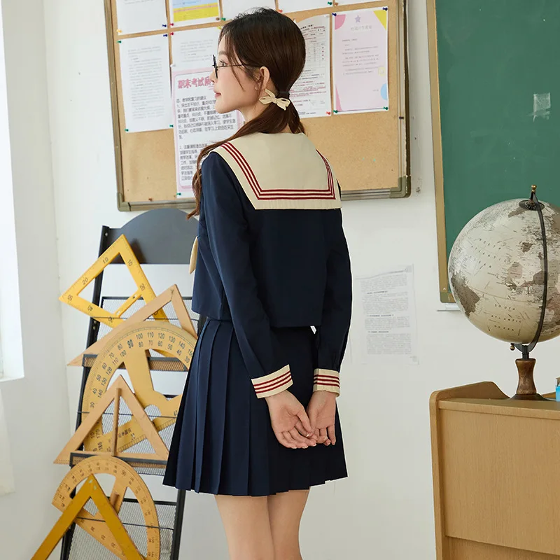Nuovo stile base JK Uniforme scolastica Studente da donna Cosplay Abito da marinaio Blu cobalto Abbigliamento stile college coreano giapponese