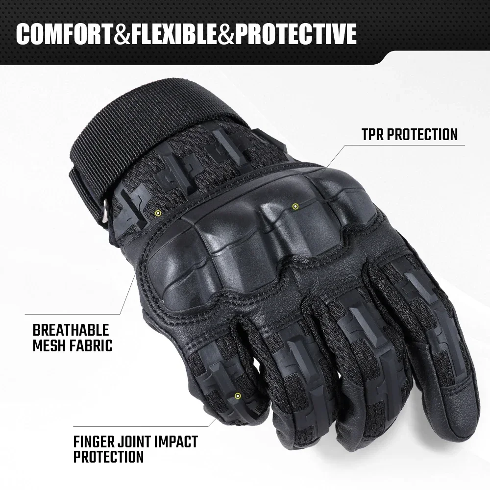 Outdoor Tactical Gloves Touch Screen PU Leather Sport Hunting Hiking Combat Airsoft Shooting Cycling Hard Shell Non-slip Mittens