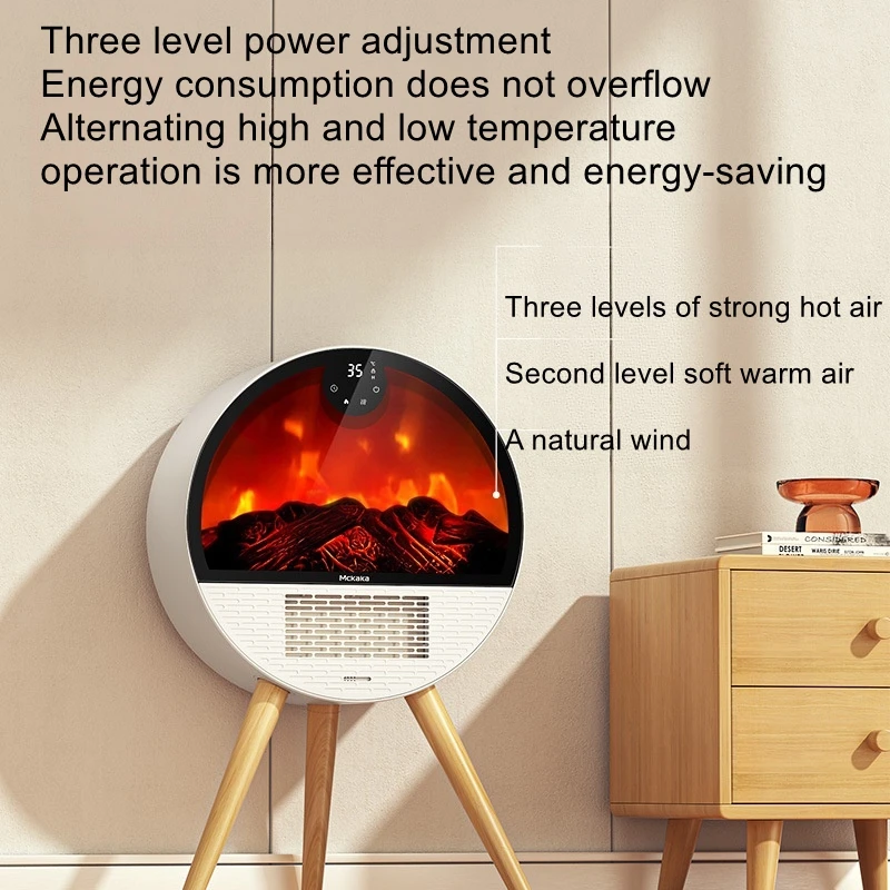 Heater with Realistic Flame Simulation, Smart Voice-Controlled Home Fireplace, Winter Heater, Electric Fan Heater