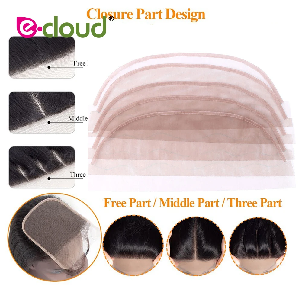 5pcs/bag 2X6 5x5 Swiss Lace Closure Frontal Base Brown Handmade Hair Net Piece For Making Lace Wigs Closure Cap Accessory