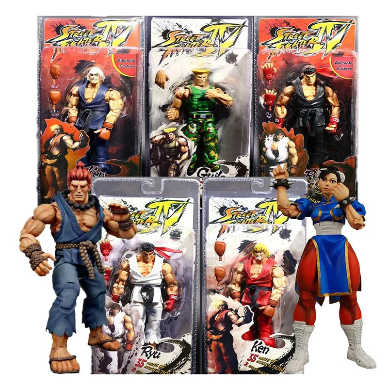 NECA Street Fighter Figures Ryu Ken Gulie Akuma Chunli Japan Game Derivative Action Figure Movable Collectible Model Toys 7 inch