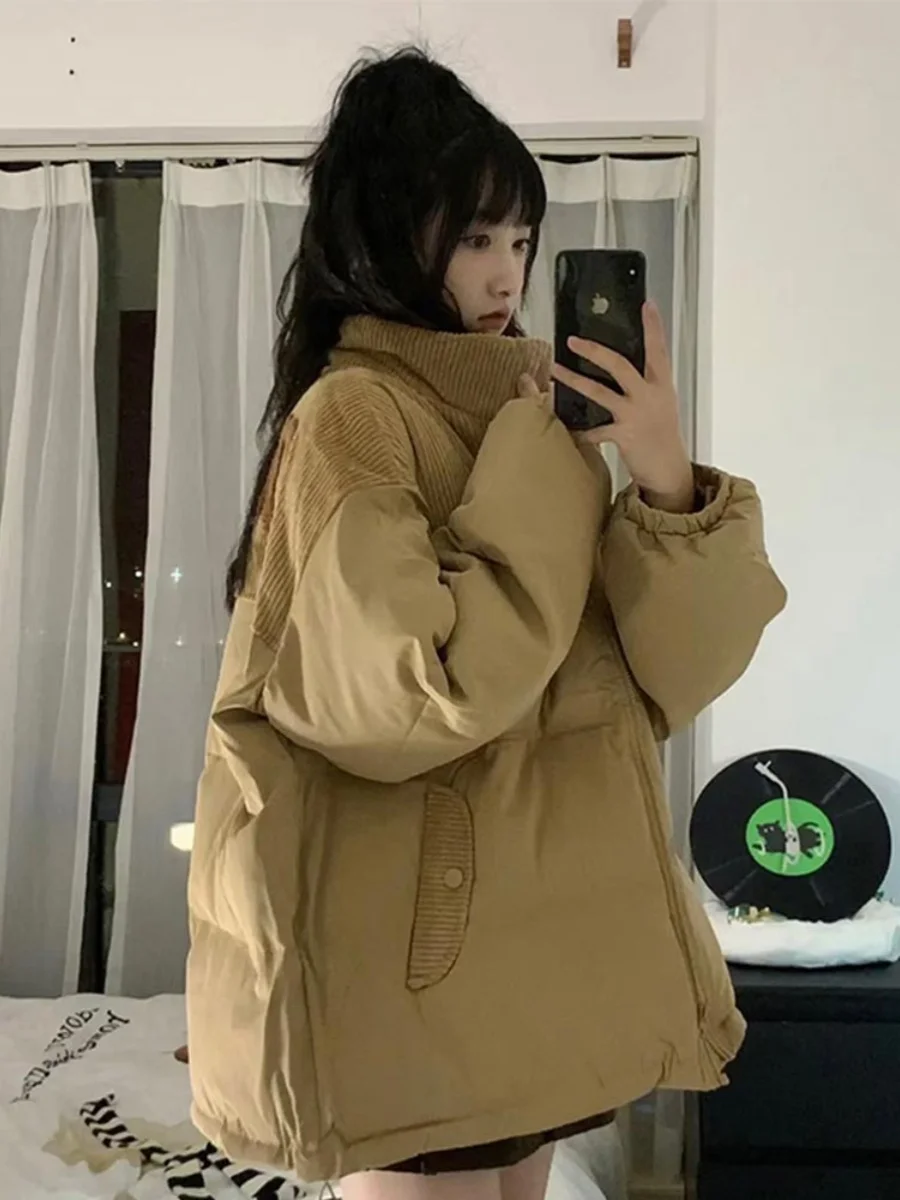 

Women Down Coat High-end Cotton Jacket, Women's Winter Small Figure Corduroy Patchwork Down Cotton Jacket, Cotton Jacket Trend