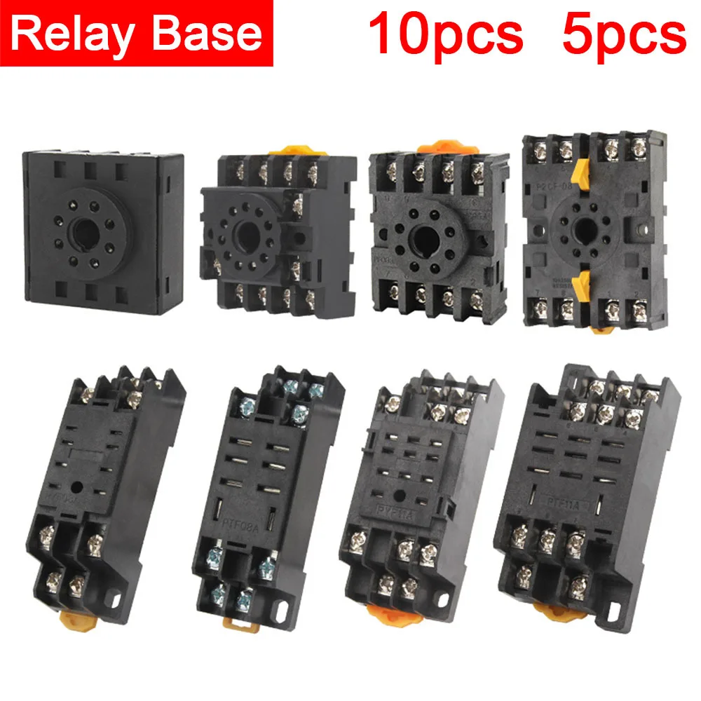 10pcs PF083A Relay Socket Base PTF08A PYF08A PTF11A PYF11A PTF14A PYF14A for HH52P HH53P HH54P HH62P HH63P HH64P 8Pin 11P 14P