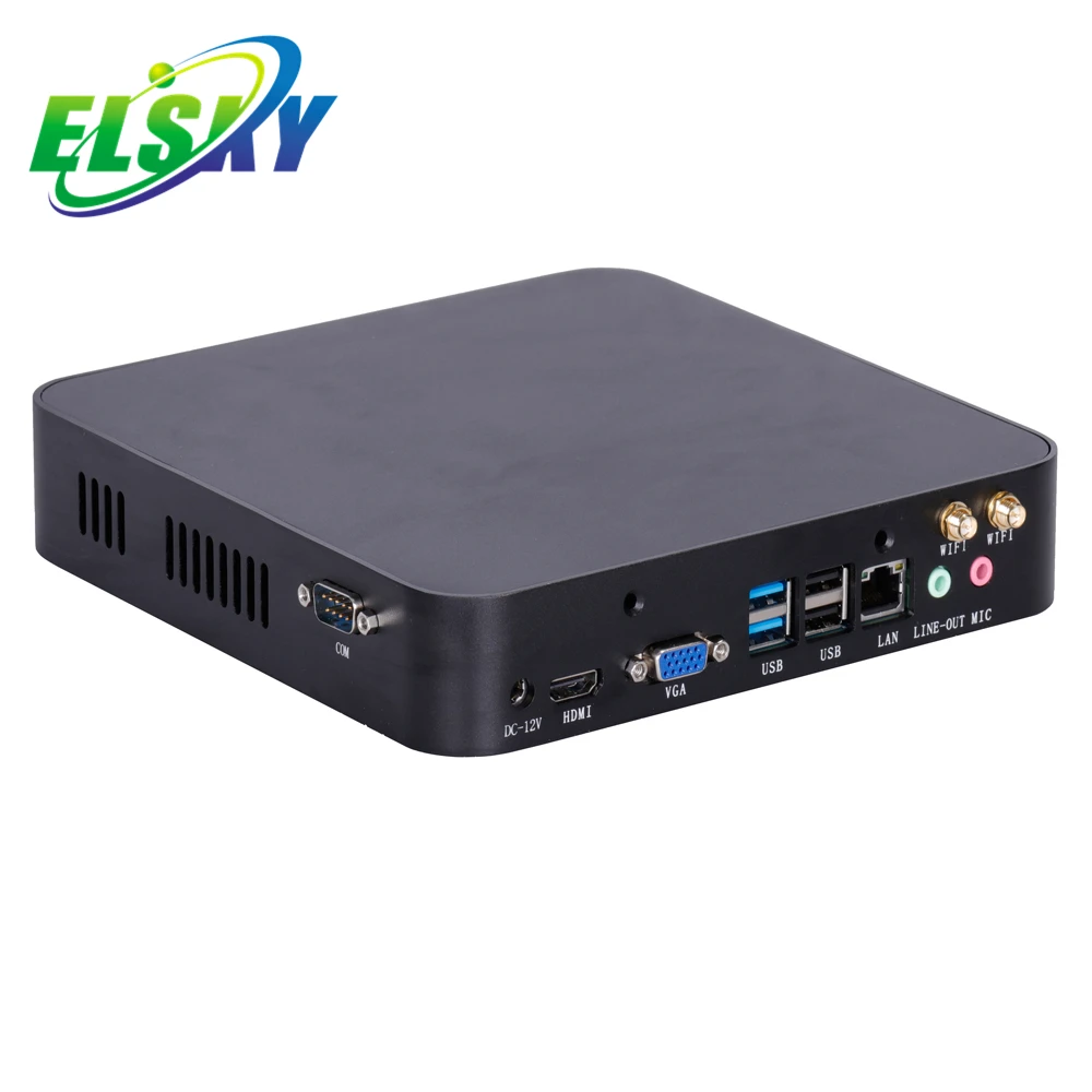 New ELSKY Mini Pc Linux with Processor 6th Gen Core I5-6200U 6300U DDR3 DC12V VGA HD_MI LVDS 4K DP Display RS232 HD4001
