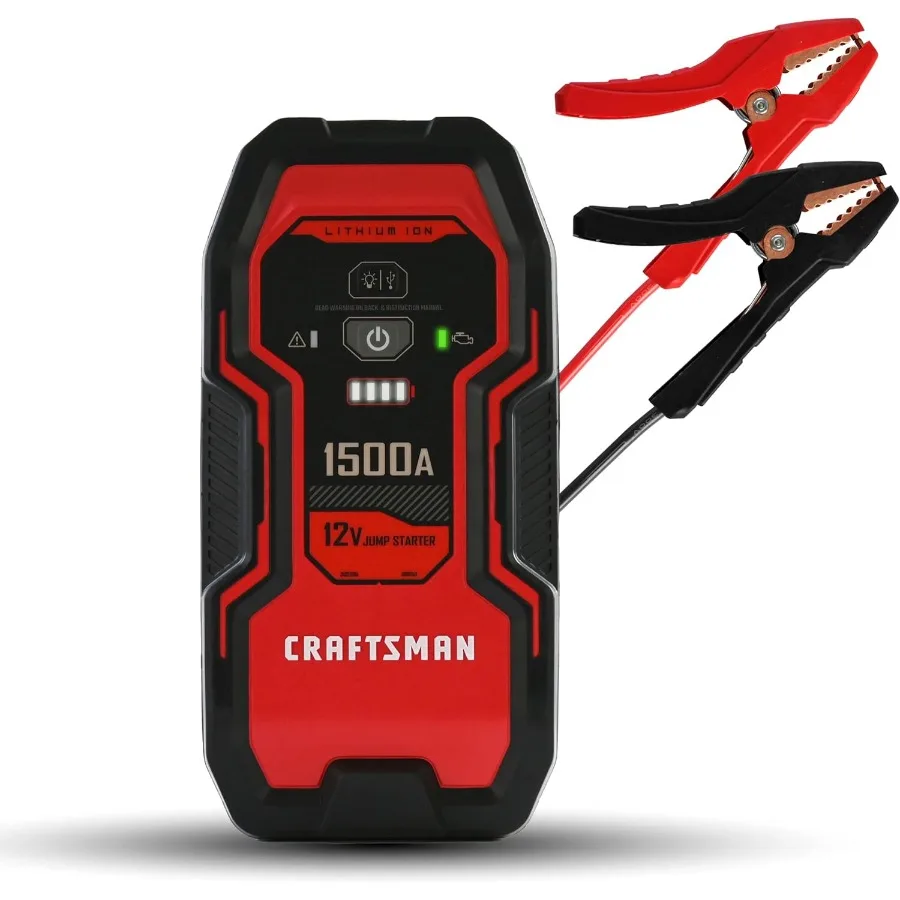 1500A Lithium Car Battery Jump Starter and Portable Power Pack/Jump Box 3-in-1 Solution 2.4A USB Charging for 12V Pow