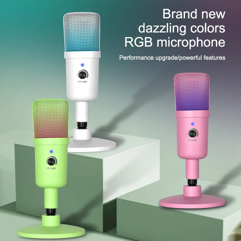 2024 New ZX662 RGB Game Microphone Live Recording Esports Computer Phone USB Microphone Karaoke Professionnel mic