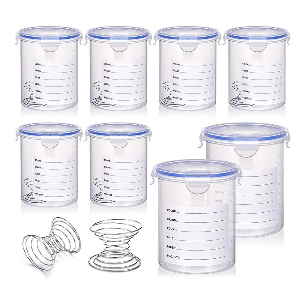 8 Sets Paint Container with Stainless Steel Mixing Ball Touch Up Paint Storage Cups for Repainting Leftover Paint,1000Ml