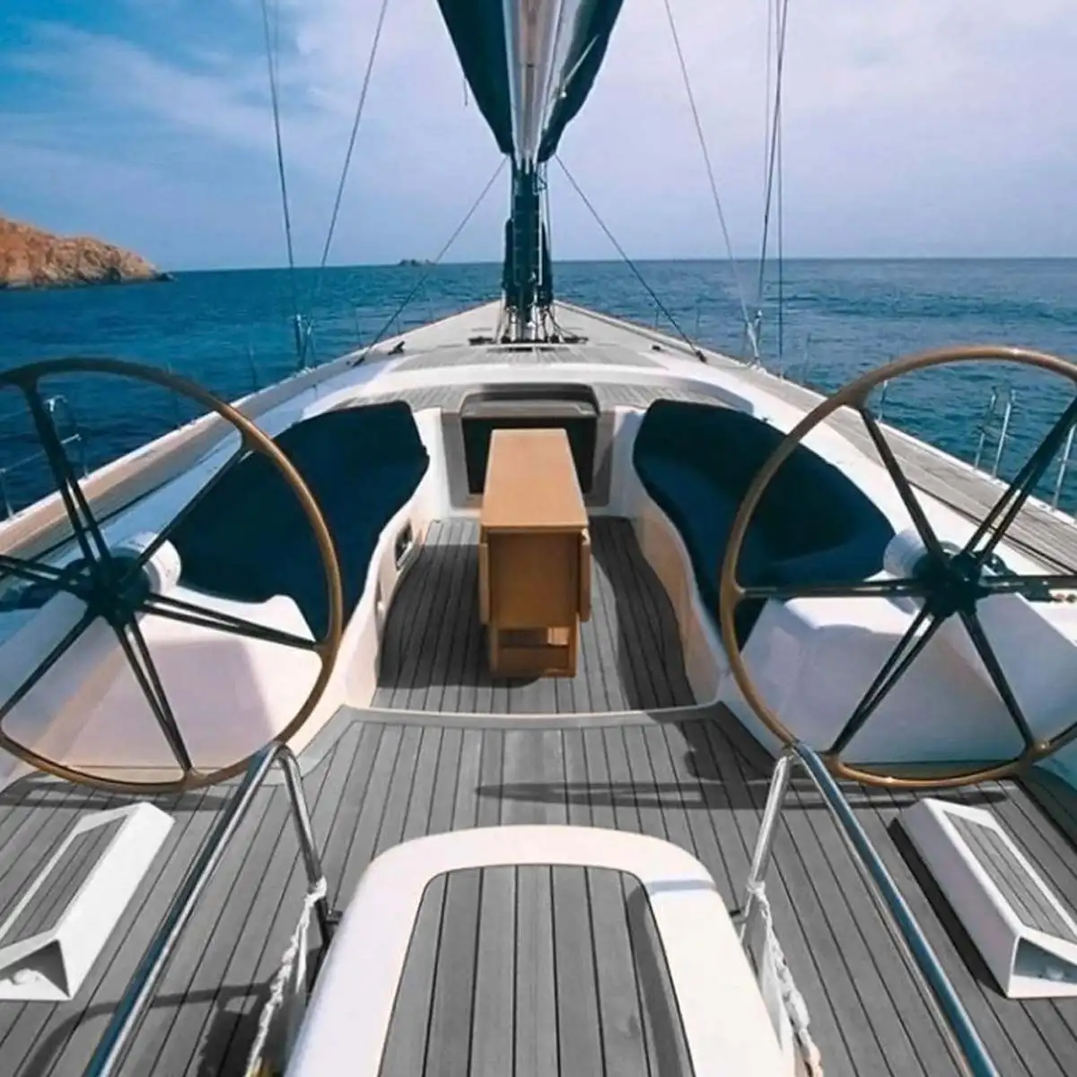 Suelo de espuma EVA antideslizante para yate, hoja de cubierta de teca, gris claro, 95x36 \