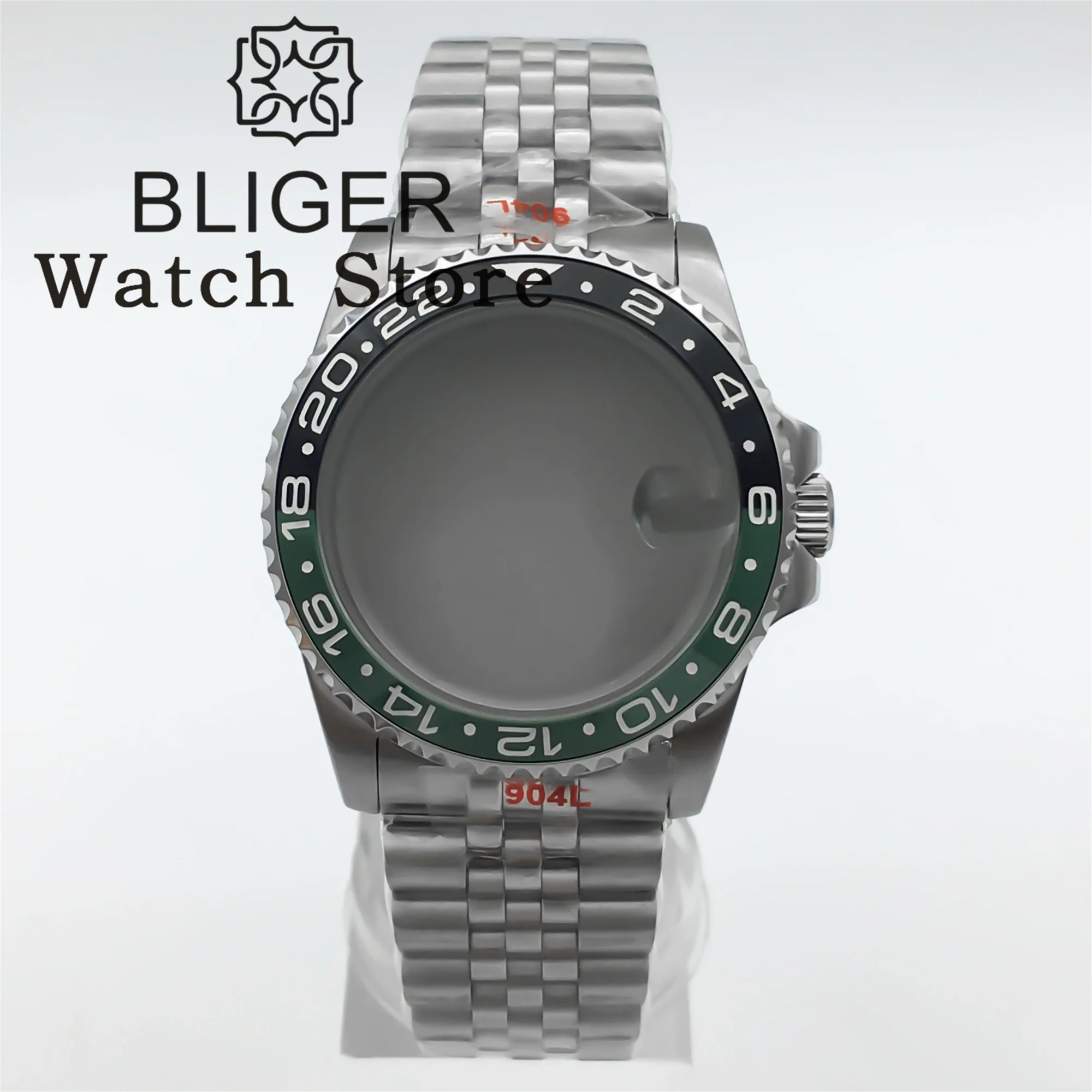 BLIGER 36mm 38mm 다이빙 케이스 NH34 NH35 NH36 GMT ETA 2824 PT5000 시계 케이스 스테인레스 팔찌 사파이어 유리 슬라이드 버클