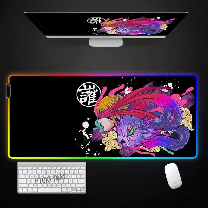 Large LED Desk Mats XXL RGB Computer Mousepad Chinese Element 90x40cm Backlight Keyboard Mat Table Pad Gamer Luminous Mousepads