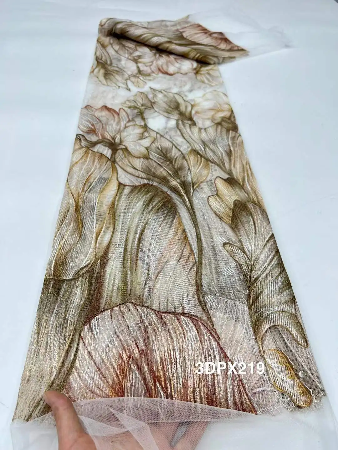 Luxury African Beaded 2025 High Quality Nigerian Sequins With Pearl Lace French Tulle Lace Fabric For Party Dress Sewing