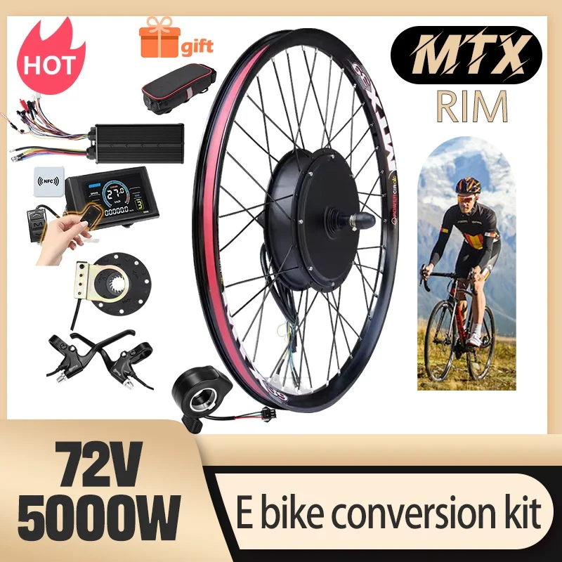 MTX39 전기 자전거 개조 키트 72V 5000W 리어 드롭아웃 150mm 100km/h 삼중 모드 컨트롤러 및 S966 디스플레이 NFC 포함 산악 자전거용