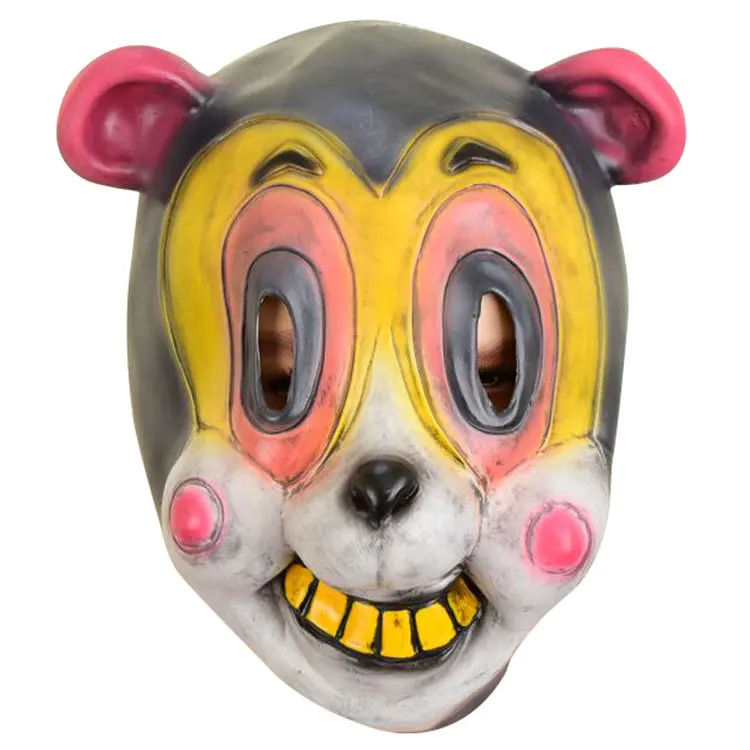 قناع لاتكس هازل مع سماعات رأس، زي للكرنفال والهالوين والحفلات والمهرجانات، فستان نسائي بسيط برقبة مستديرة وأكمام قصيرة #3