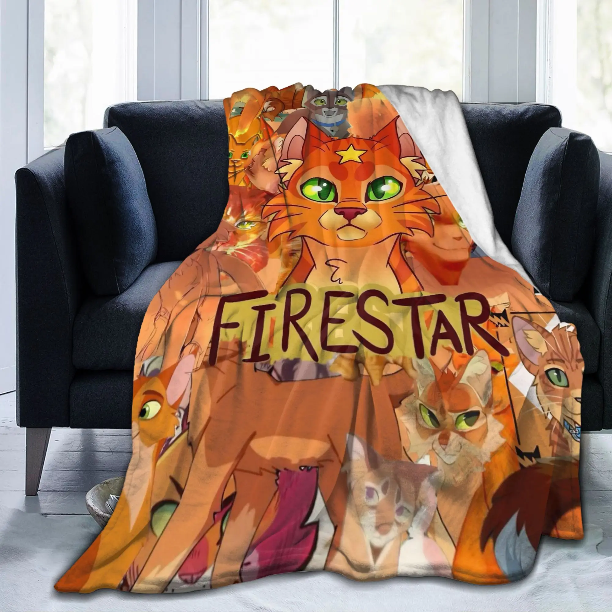 Warriors Fireheart Rusty Cats Flannel Throw Blanket Cartoon for Bedspreads Knitted Blanket Gift Warm Multifunction Throws