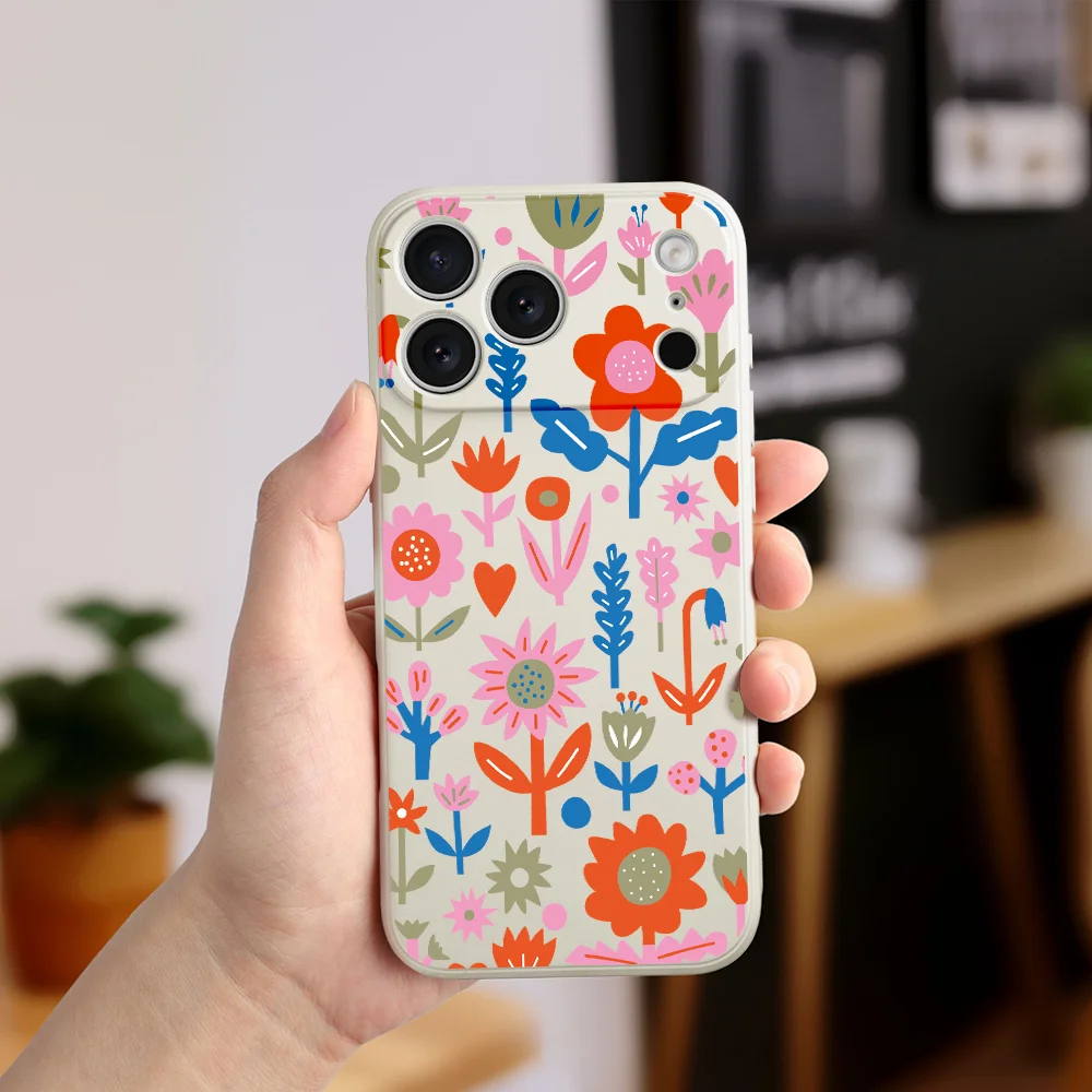 غطاء من البولي يوريثان الحراري على شكل زهرة ملونة لهاتف iPhone17 ProMax 17 Air 16 15 14 13 12 11 Pro Max XS Max7 8 Plus 16e 16 Plus