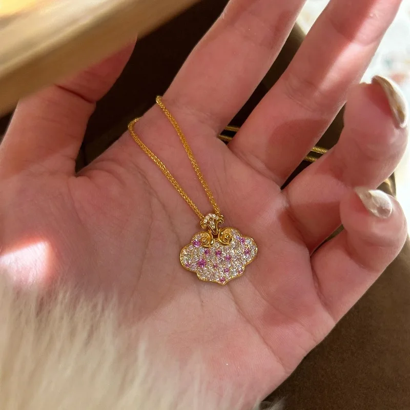 

Легкая роскошная высококачественная подвеска со звездным небом, полная бриллиантов, розовый кристалл, изысканное классическое и благоприятное ожерелье, ювелирные изделия