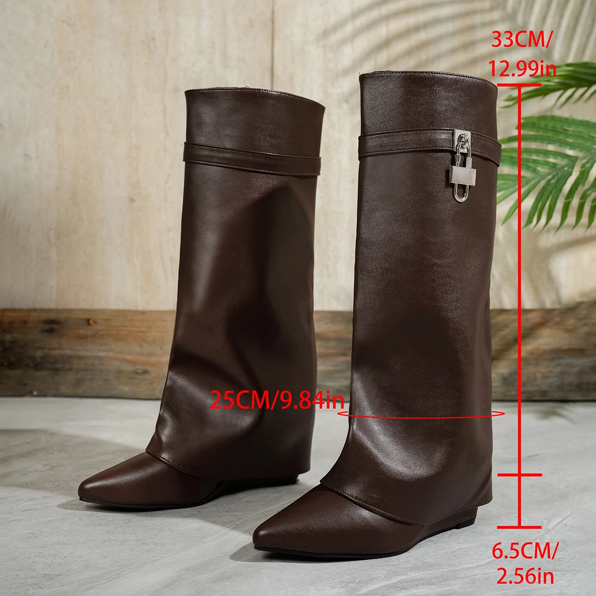 Luxuriöse Designer-Overknee-Stiefel mit Keilabsatz für Damen, Neuheit 2027, sexy, lässig, für Partykleider, warme Gothic-Overknee-Stiefel für Damen – Detail 2