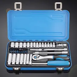 45PCS Socket Wrench Combination Set 1/4 Ratchet Wrench Extension Universal Screwdriver Head Multifunction Auto Repair Wrench Kit