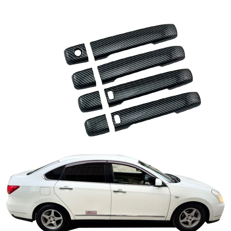 Glossy Black Door Handle Cover Trim for 2006 Nissan Sylphy & 2003 Teana, Exterior Door Pull Cup Decoration Accessories