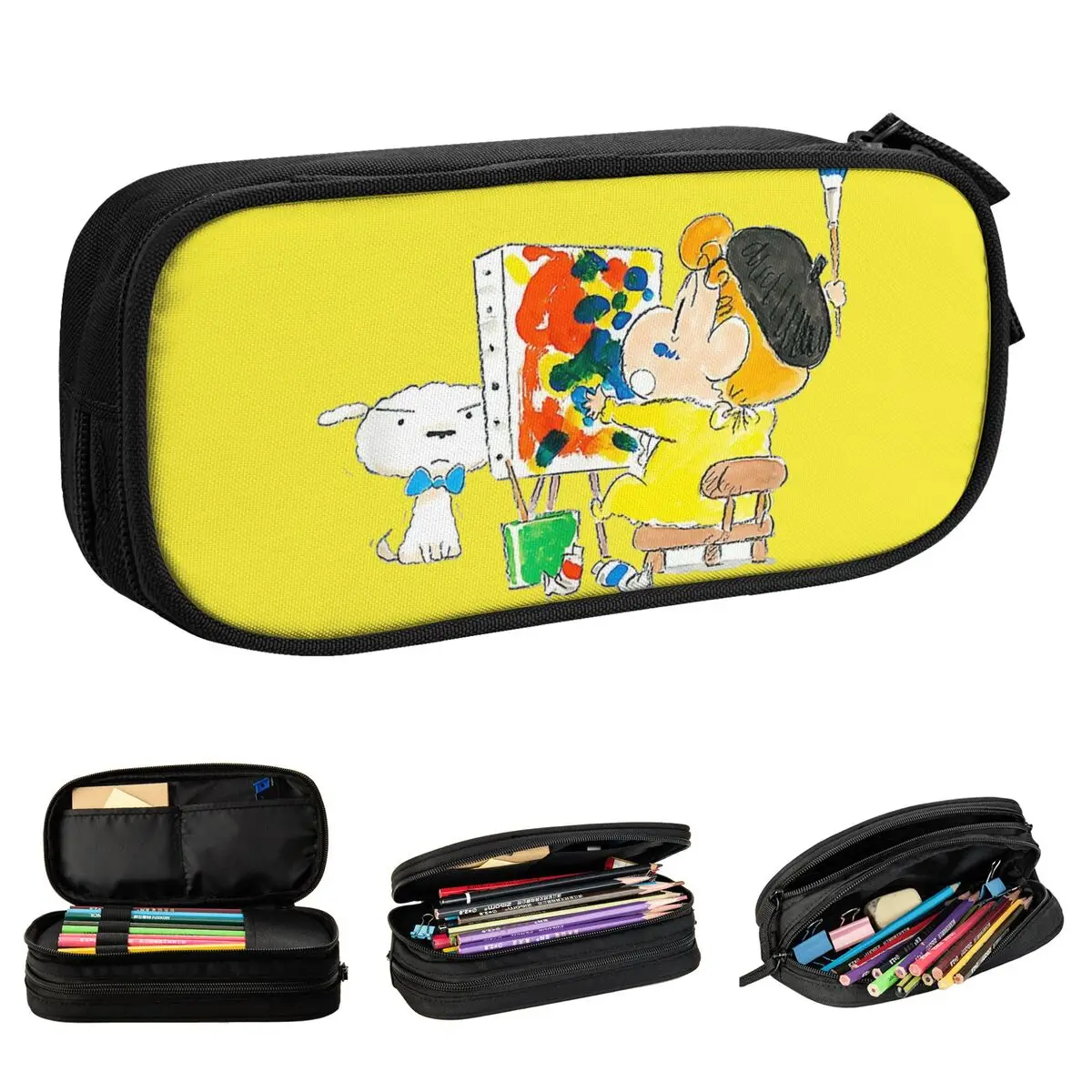 Crayon Shin-chan Cute Pencil Case Pen Bag Girl Boy Big Capacity School Supplies Zipper Pencilcases