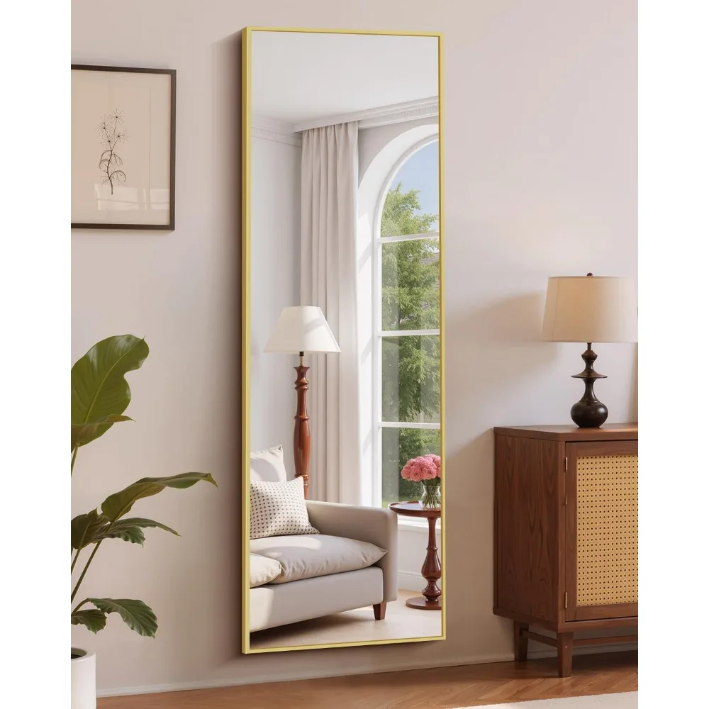 Full-Length Floor Mirror with Aluminum Frame - Large Standing Mirror for Home Decor, Ideal for Bedrooms and Living Rooms