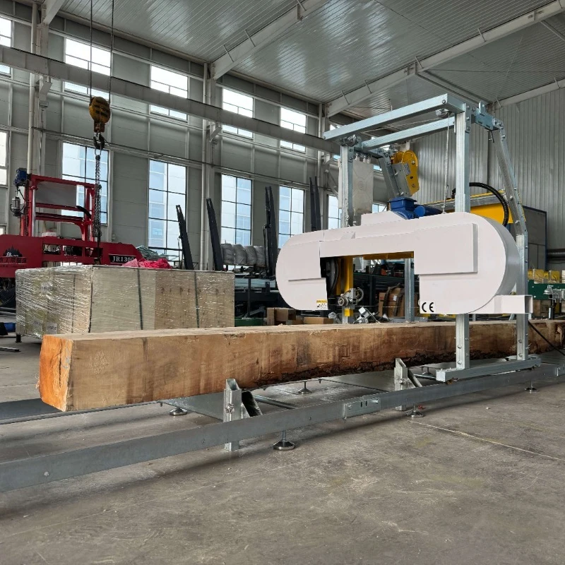 

Portable Horizontal Band Saw Machine Woodworking Equipment Mobile Trailer Mounted Large Diameter Log Cutting