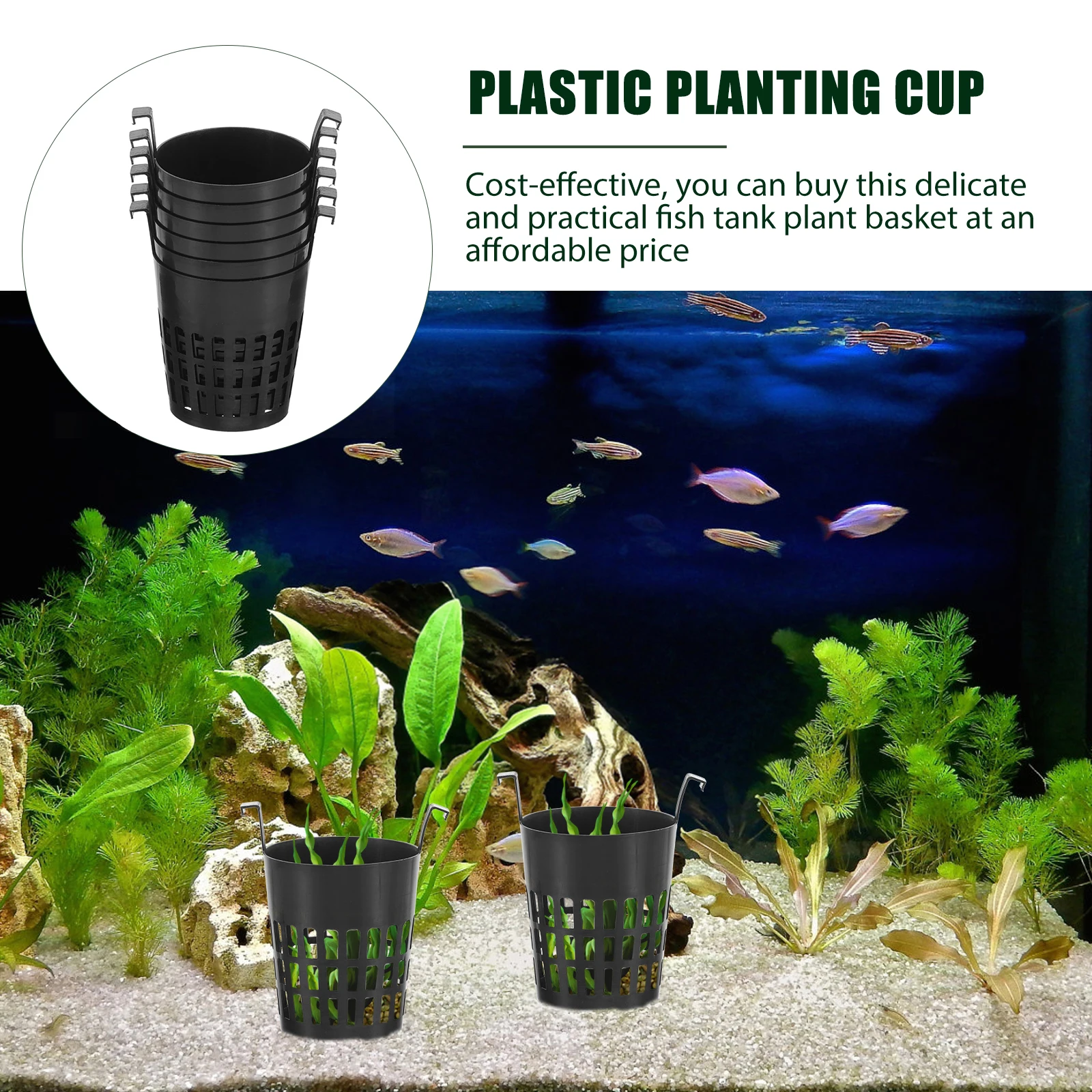 

6pcs Water Plant Net Cup Plastic Hollow Planting Basket For Aquariums Fish Tank Accessories Hydroponic Net Pots Garden Container