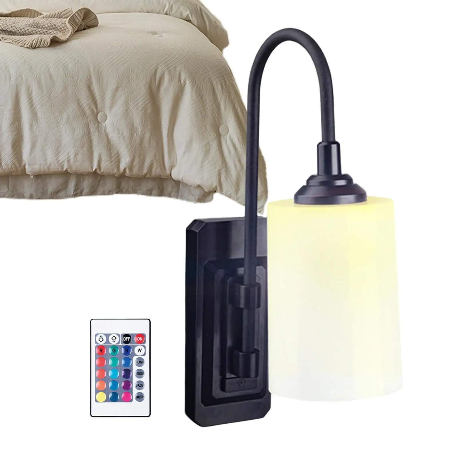 

Настенный светильник, перезаряжаемый пульт дистанционного управления, 16-цветные светодиодные настенные светильники для спальни, гостиной, домашнего декора, офиса, квартиры, отеля