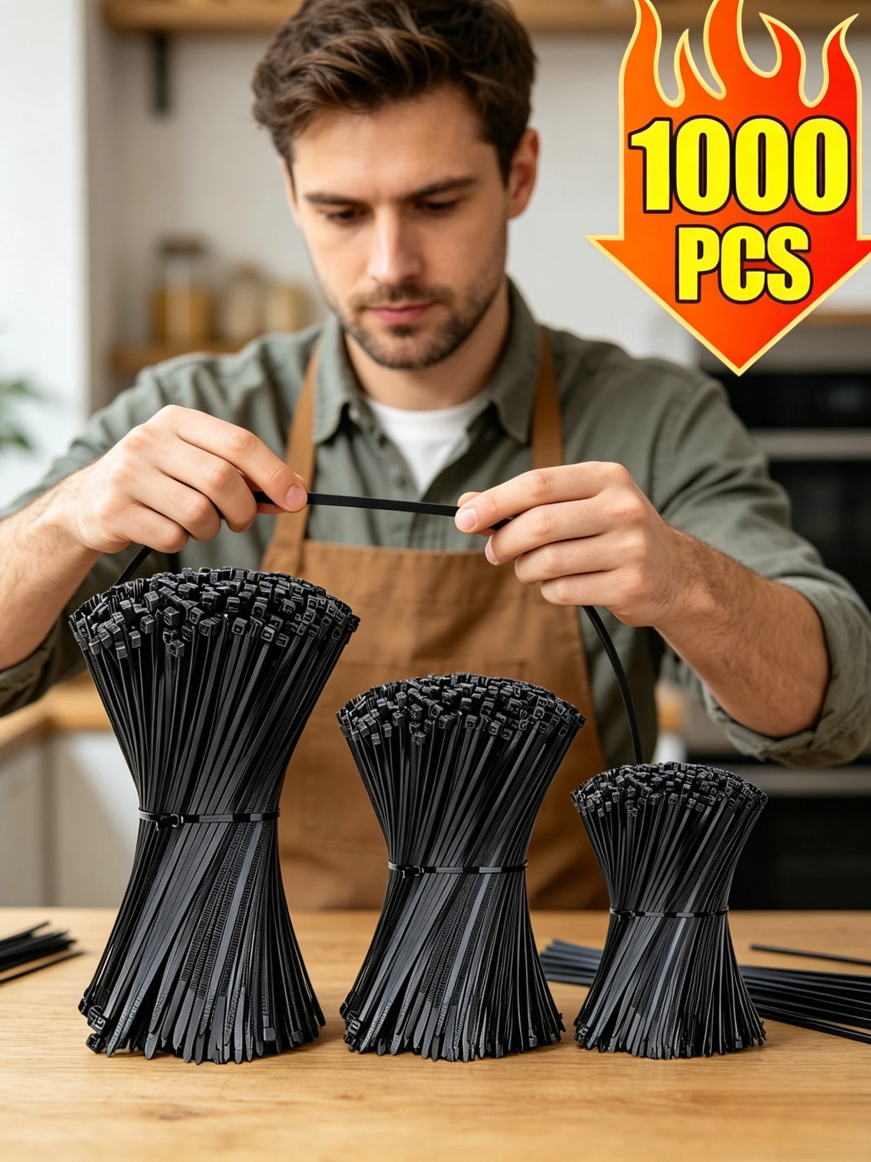 100-1000 PCS Self-locking Plastic Nylon Tie Black Fastening Strap Cable-Tie-Set Cable Zip Tie Fastening Ring Zip Wraps Strap Tie