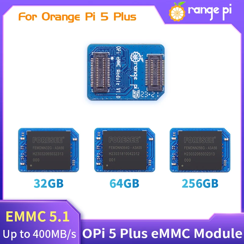 Orange Pi 5 Plus EMMC Module 32GB 64GB 256GB EMMC 5.1 3D NAND Flash 400MB/s Fast Read Write Speeds for Tablet PC OTT Smart Phone