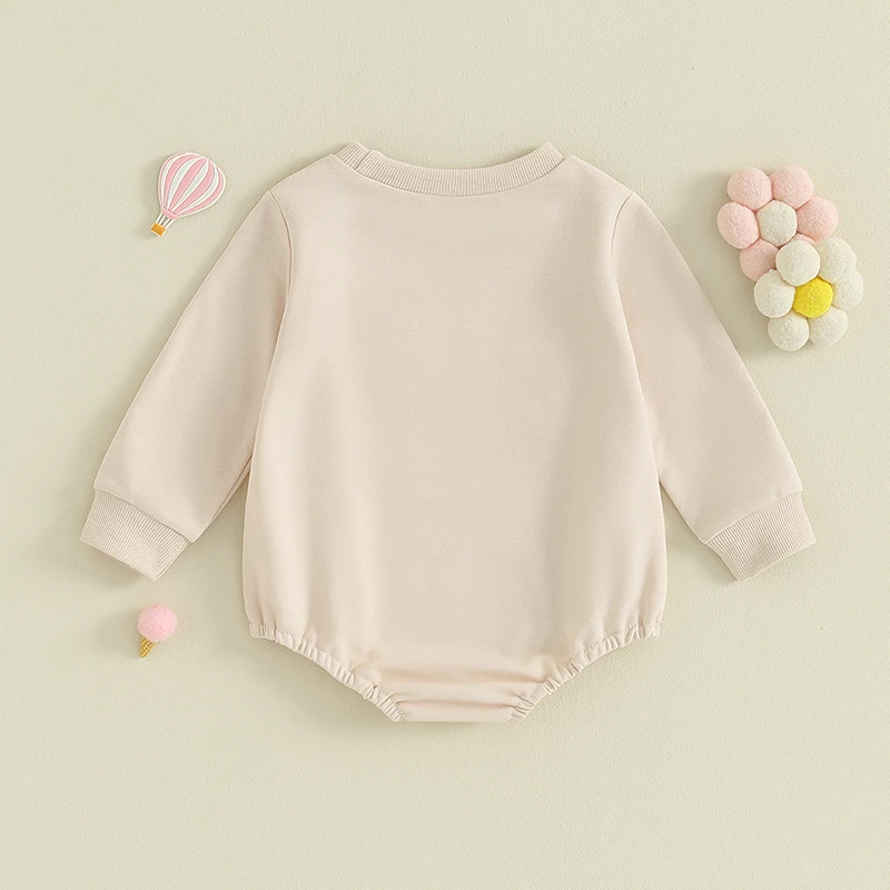 

Baby Boy Girl Oversized Romper Embroidery Long Sleeve Crewneck Sweatshirt Romper Fall Winter Clothes