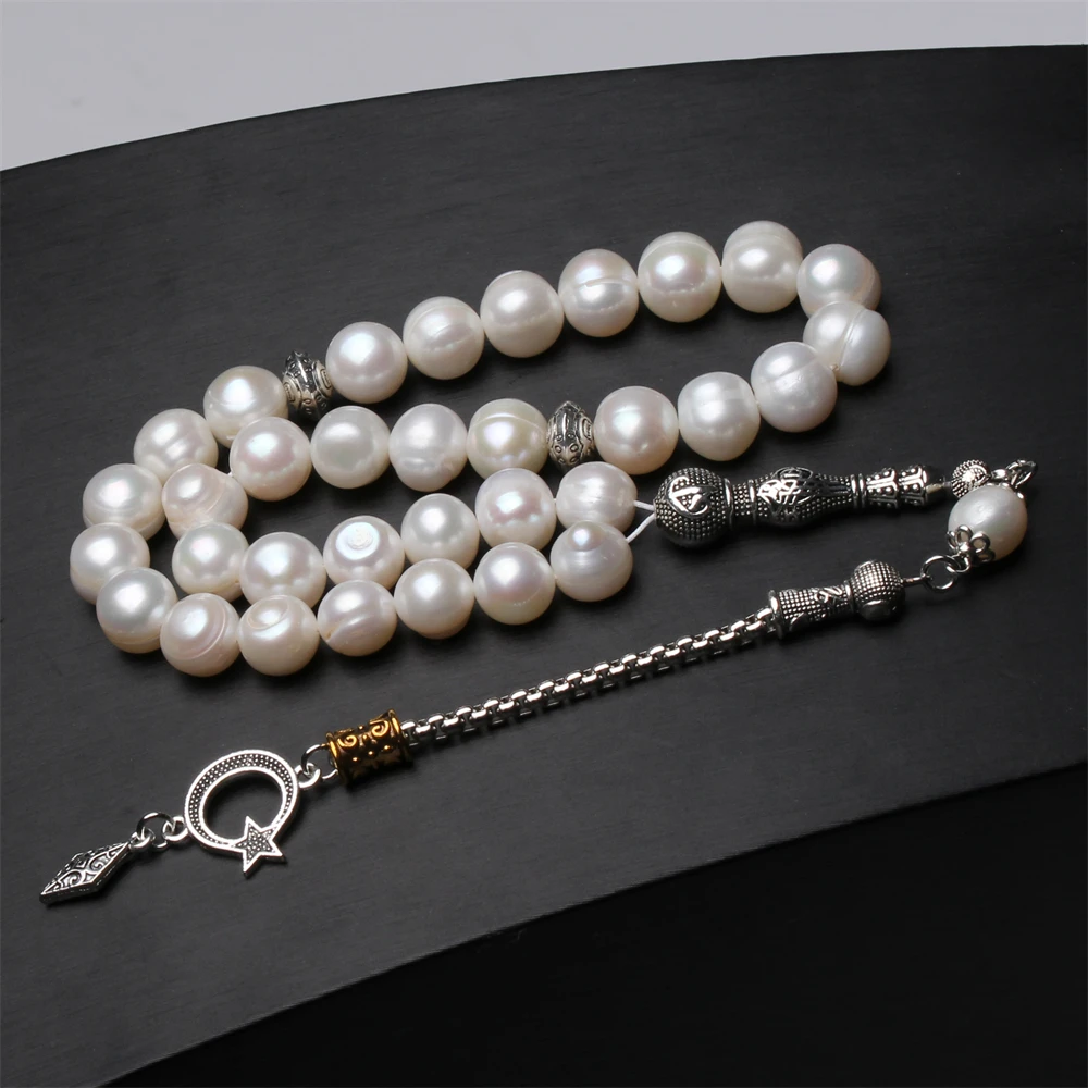 Islamic Rosary Necklace 11-12mm Size natural freshwater pearl Muslim Prayer beads islamic tasbih misbaha subha Wedding Gift