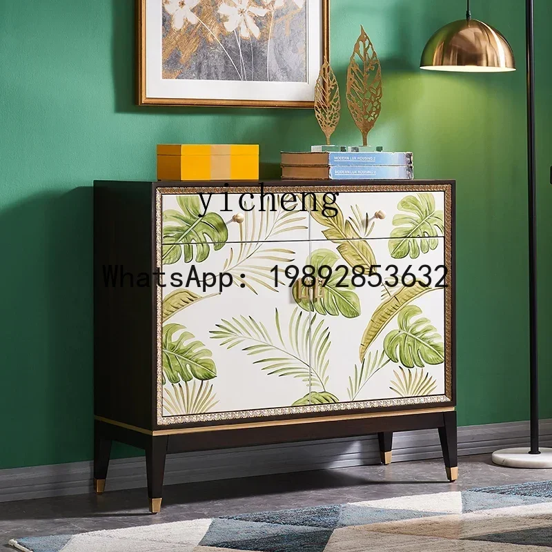 solid wood door large-capacity entrance cabinet integrated light luxury painted living room home meal side door decoration