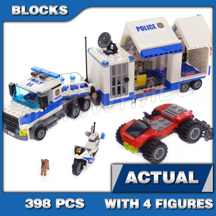 398pcs City Cop Mobile Command Center Truck ATV Motorbike 10657 Building Blocks Set Bricks Compatible with Model