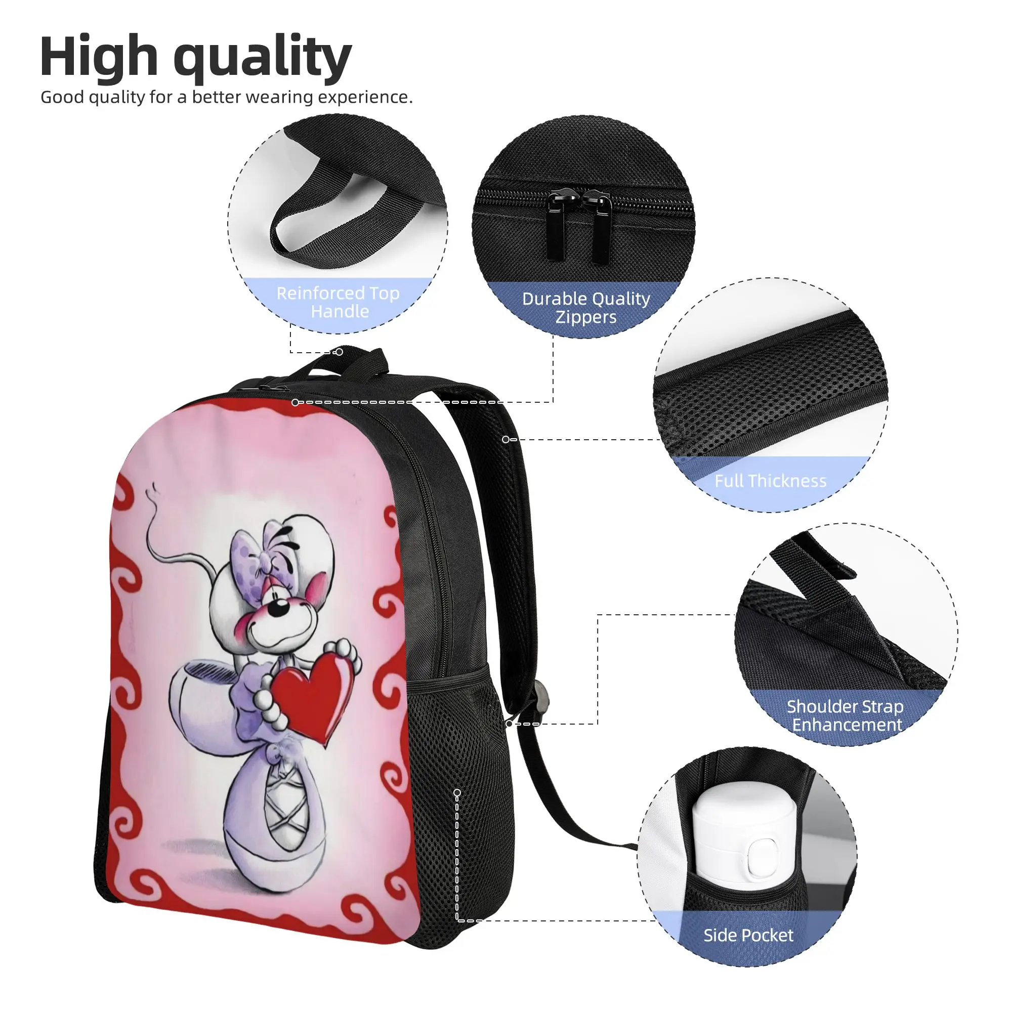 Cartoon D-Diddl Backpack for Men Women Fashion High School Hiking Travel Daypack  Laptop Canvas Bags Outdoor