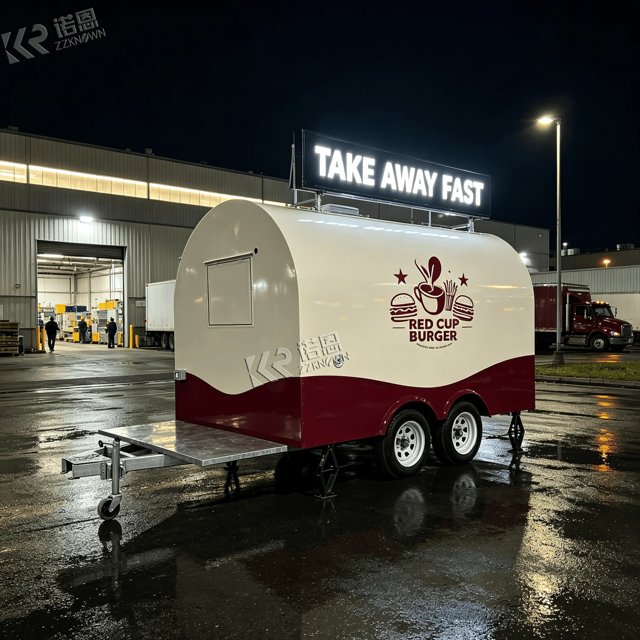 2.8m CE Approved Curved Food Truck and Food Trailer Rain‑Proof Awning for Outdoor Weekend Night Market Operation