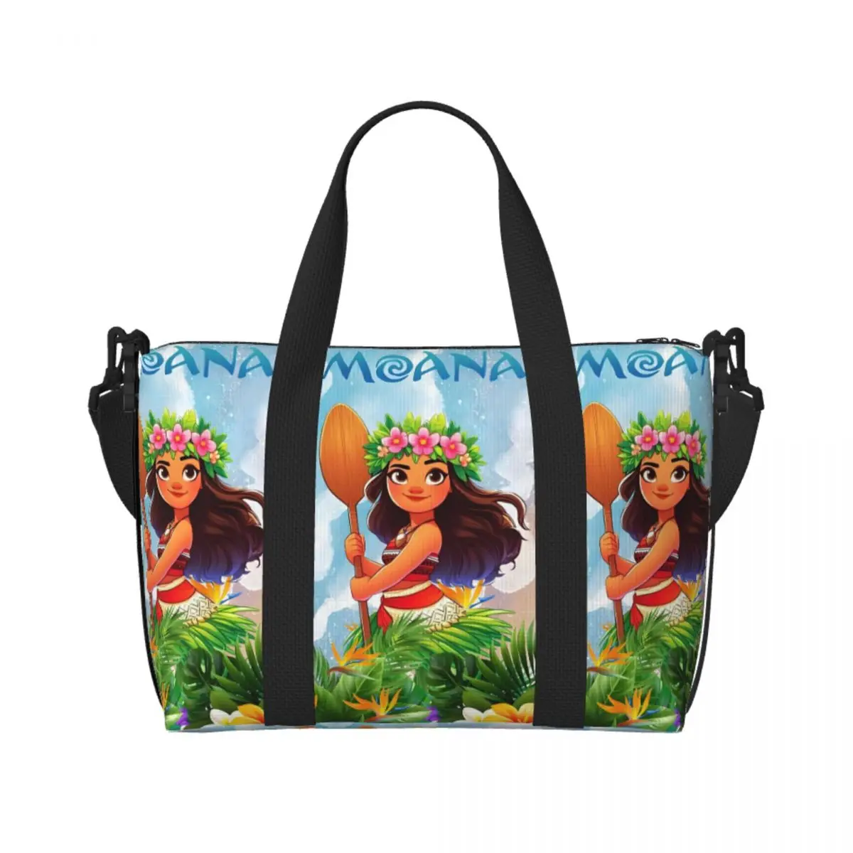 

Custom Moana Beautiful Princess Tote Bag Women Large Capacity Cartoon Anime Graphic Print Gym Beach Shoulder Travel Bag