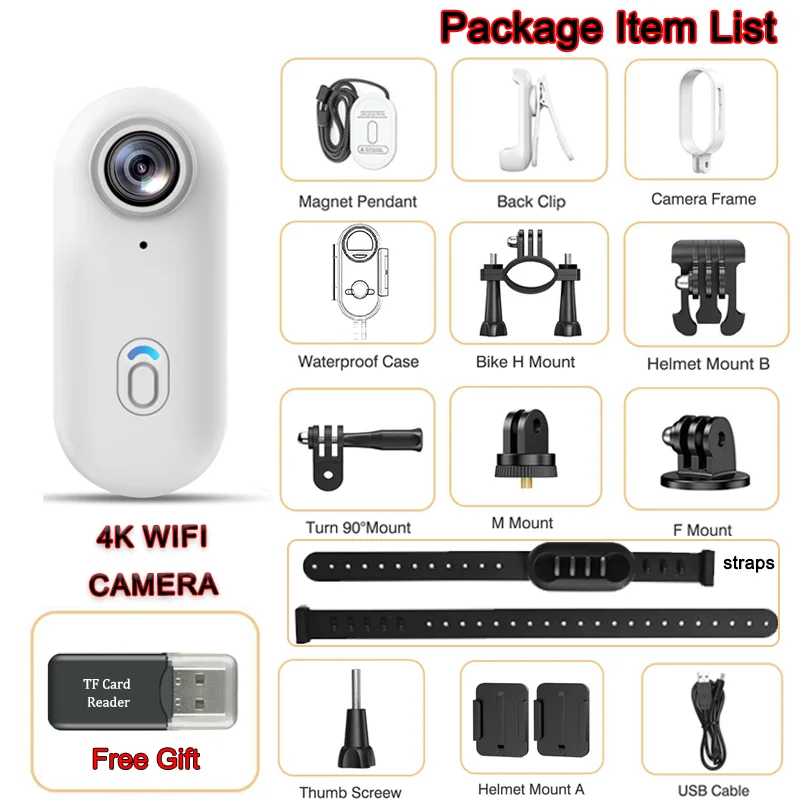 

Мини-камера POV, водонепроницаемая, 4K HD, беспроводная спортивная камера для тела, 1080P, камера для тела, домашнее животное, кошка, уличный ошейник, запись POV, бесплатная доставка